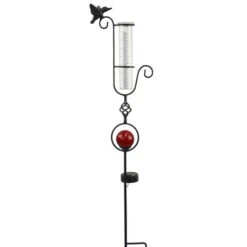 Rain Gauge Hummingbird W/Red Or Blue Orb Solar 8x3x35 (#7)