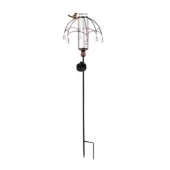 Rain Gauge Stake Solar Umbrella W/Bird Metal/Glass 9x36 6 Rain Gauge Stake Solar Umbrella W/Bird Metal/Glass 9x36 -ANZ Trees Shop rain gauge stake solar umbrella w bird metal glass 1