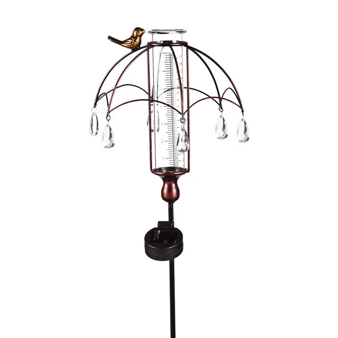 Rain Gauge Stake Solar Umbrella W/Bird Metal/Glass 9x36 5 Rain Gauge Stake Solar Umbrella W/Bird Metal/Glass 9x36 - Image 3